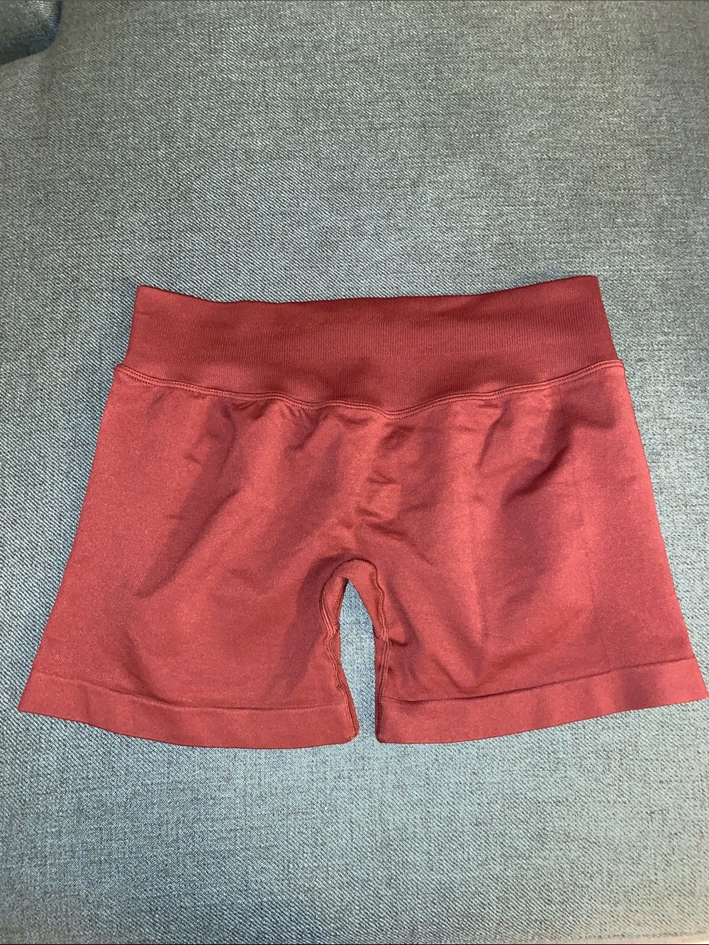 Women's High-Waist Stretch Shorts in burgundy red